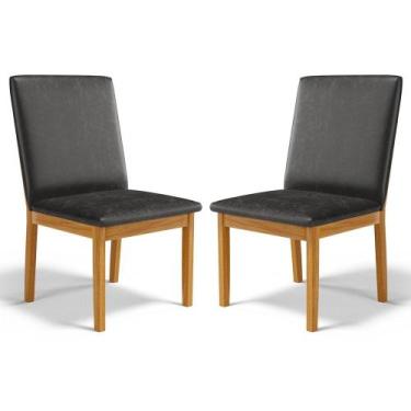 Imagem de Kit Com 2 Cadeiras Daniela Madeira Maciça Estofada Para Mesa De jantar