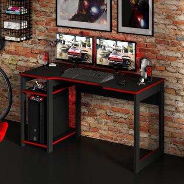 Imagem de Mesa Gamer para Computador 136x75cm ME4152 Preto Vermelho - Tecno Mobi