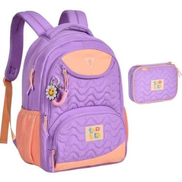 Imagem de Mochila Escolar Luluca Clio LU 24073 e Estojo box, Lilás