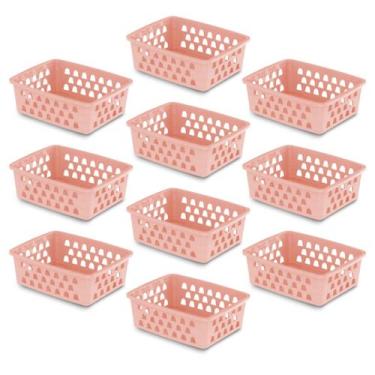 Imagem de Kit 10 Cestos Organizadores 20x15,5x6,5 Médio Geladeira Gaveta Rosa Tr