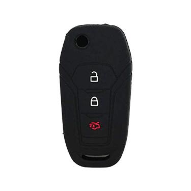 Imagem de SEGADEN Capa protetora de silicone capa protetora para FORD 3 botões flip controle remoto chaveiro CV4709 preto