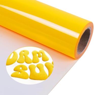 Imagem de TORC Vinil De Transferência De Calor De Vinil Amarelo Puff 12 Polegadas X 5 Pés, Vinil De Ferro Htv 3D Yellow Puff Para Camisetas Diy Htv Para Todas As Máquinas De Corte Fácil De Cortar E Remover Pa