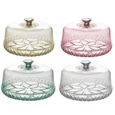 Imagem de Queijeira Acrilico Porta Queijo Vasilha Decorada Luxo Pote - Plasutil,