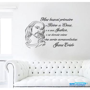 Imagem de Adesivo Decorativo de Parede Frase Religião Reino de Deus