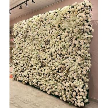 Imagem de Painel de Flores Artificiais, Rosas Rosa, Decoração para Eventos, 100x100cm Jardim Vertical Placa de Flores permanente decorar casamentos, festas, aniversários (Opção de cores 8)