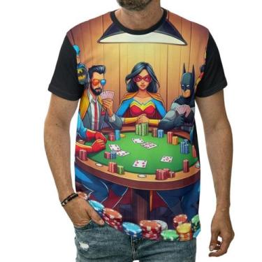 Imagem de Camiseta Super-heróis Jogando Pôquer Baralho Desenho - Darkwood, 12, P