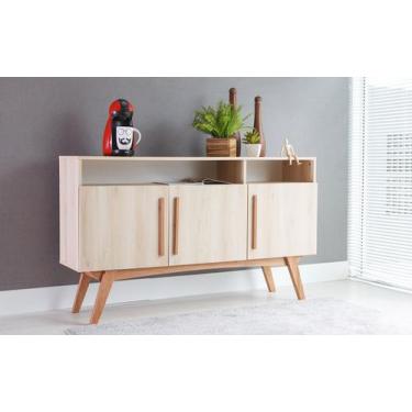 Imagem de Balcão Buffet Para Sala De Jantar Mdf Madeirado Pés Jatobá 3 Portas Co