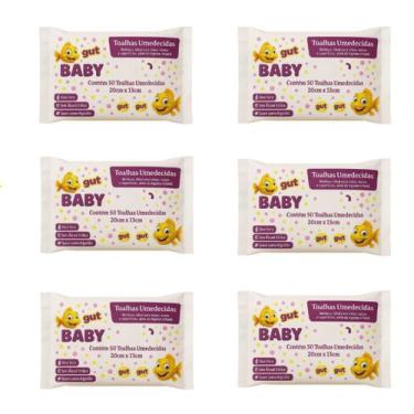 Imagem de Kit 6 Pacotes Toalhinhas Umedecidas Para Bebe C/50UN CADA 20cm 13cm - 