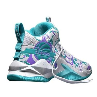 Imagem de Bolognifi Tênis de basquete masculino de cano alto, calçados esportivos antiderrapantes para corrida, botas de basquete para treinamento ao ar livre presente(Green,44 BR)