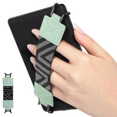 Imagem de MoKo Alça de mão de segurança para tablet Kindle eReaders Fire de 6 a 8 polegadas, Kindle/Kobo/Voyaga/Lenovo/Sony Kindle E-Book, alça de mão versátil de alta elasticidade, suporte de dedo leve, verde