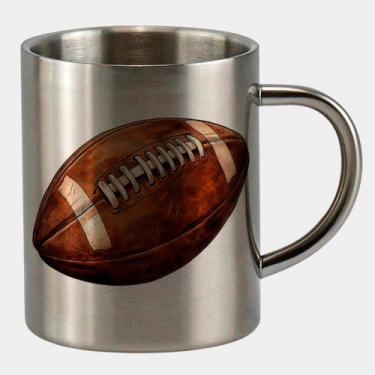 Imagem de Caneca de Inox Premium Prateada 400ml BOLA FUTEBOL AMERICANO - Criatic