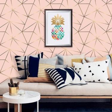 Imagem de Papel De Parede Autocolante Zara Soft Pink Rose Gold - Inove Papéis de