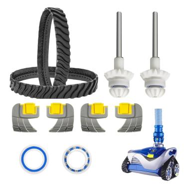 Imagem de Peças de limpeza de piscina Mx8 para limpador de piscina zodiacal, o conjunto inclui 2 trilhos, 4 pacotes de escovas ciclônicas, 2 eixos de transmissão, 2 rolamentos de pacote. Modelos aplicáveis