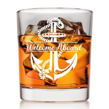 Imagem de Voatok Presentes náuticos Copos de uísque 283 g, presentes de barco para proprietários capitão homens, bem-vindo a bordo âncora de barco à moda antiga copos de pedras para homens bebendo uísque