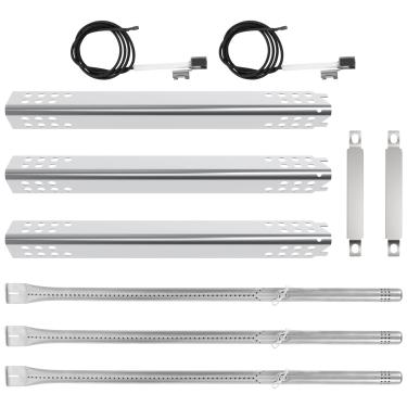 Imagem de DELSbbq Kit de peças de grelha para grelhas Charbroil Signature 3 Burner 463348017, 463372017, substituição para grelhas queimadoras Char-Broil Performance 2/4/5/6, placas de calor, queimadores, tubo cruzado, ignição