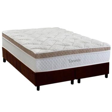 Imagem de Cama Box King: Colchão Molas Ensacadas Herval Toronto + Base Crc Suede Brown (193x203)