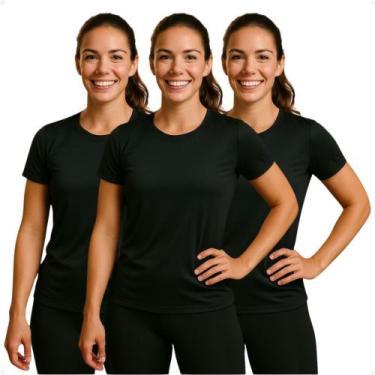 Imagem de Kit 3 Camisetas Feminina Poliéster Seca Rápido Não Amassa - ALLMATEC, 