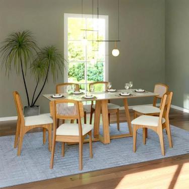 Imagem de Mesa Jantar 180cm com 6 Cadeiras Sala Jantar Dalla Costa MDF - Dalla C