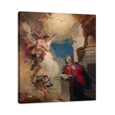Imagem de Anunciação Giovanni Battista Tiepolo Impressão em tela – Obra-prima rococó barroca, pintura escolar de Veneza, pintura a óleo decorativa para galeria doméstica 50 x 60 cm