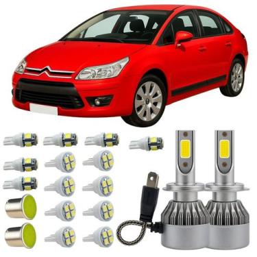 Imagem de Kit Led Farol Baixo Interno Externo Citroen C4 Pallas T10