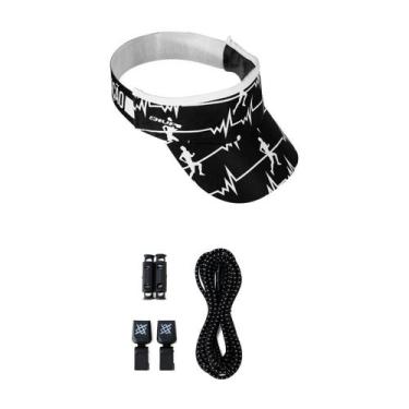 Imagem de Kit 1 Viseira de Corrida e 1 Cadarço Elástico HUPI Run Beats, Preto