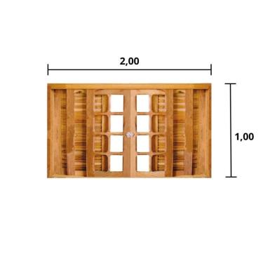 Imagem de Janela De Madeira Veneziana Padrão Imbuia 100x200cm 6 Folhas Rodam Natural