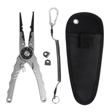 Imagem de AIRSSON Alicate de pesca de água salgada de alumínio de aviação com lâminas de tungstênio, design à prova de corrosão, ergonômico, antiderrapante, kit de lâmina bônus, melhor presente de pescador para