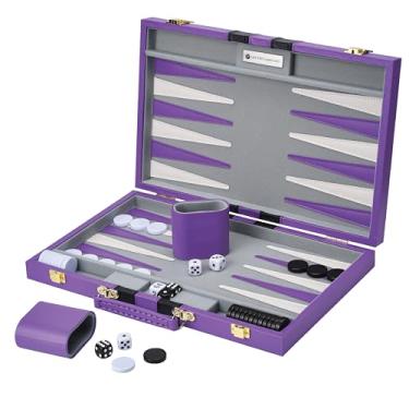 Imagem de Get The Games Out Conjunto de Gamão Top - Estojo Clássico Jogo de Tabuleiro - Melhor Estratégia e Guia de Dica - Disponível nos Tamanhos Pequeno, Médio e Grande (Roxo, Grande)