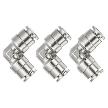 Imagem de PATIKIL Conexões de linha de ar, cotovelo de 1/10.2 cm, latão niquelado, encaixe de conexão rápida, conector de mangueira de tubulação, kit de reparo de substituição para sistema pneumático de