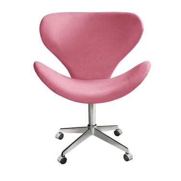 Imagem de Poltrona Isis Cadeira Giratória Pés Com Rodízio Decoração, Sala, Escritório, Recepção Rosa