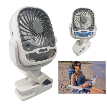 Imagem de Ventilador De Mesa Umidificador Agua Garra Gancho Bateria Recarrevagel Usb 3 Velocidades 360 Graus Giratorio Calor Verao Dia Quente