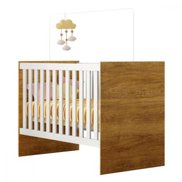 Imagem de Berço Life Em Mdf Com Mosquiteiro Tigus Baby Branco Madeirado Ypê