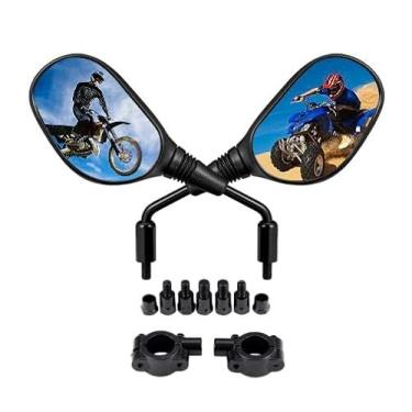 Imagem de DeYeShiKi Espelhos para quadriciclos espelhos de motocicleta, ajuste tipo bola de 360 graus, suporte de guidão de 7/20.3 cm, parafuso rosqueado de 8 mm 10 mm compatível com motocicleta, scooter,