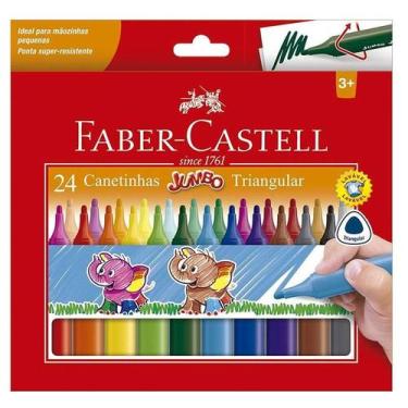 Imagem de Canetinha Hidrográfica Jumbo Triangular 150224J 24 Cores - Faber Caste