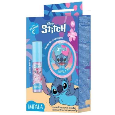 Imagem de Kit Maquiagem Infantil Impala Disney Stitch Brilho Labial Angel + Pale