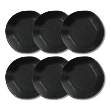 Imagem de Jogo 6 Pratos Fundo 22,5cm Ryo Volcano Preto Fosco Oxford Porcelanas