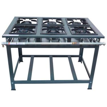 Imagem de Fogão Industrial 6 Bocas Baixa Pressão P7 de Piso 3QS 3QD MetalFour