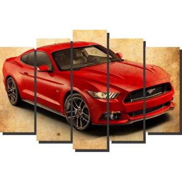 Imagem de Quadro Decorativo Mustang  Vintage Vermelho 5 Peças Sala