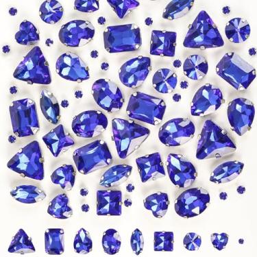 Imagem de Costure em strass, 180 peças de strass azuis misturadas formas de costurar em pedras de strass de vidro com garras para artesanato, roupas, fantasias, sapatos, vestidos (azul royal)