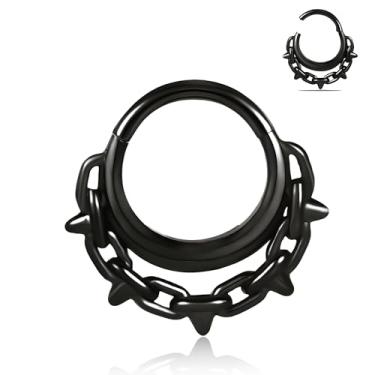Imagem de DOEARKO Anel de septo 16G 8 mm moderno piercing de nariz cartilagem segmento de argola de septo piercing de aço inoxidável 316L joia corporal, 8MM, Aço inoxidável, Sem Pedra Preciosa