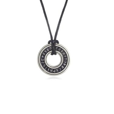 Imagem de DEYOUM Colar redondo nórdico viking para mulheres e homens, vintage, viking, durável, amuleto, runas, pingente de corda, colar de talismã pagão, joia acessório para presente, Medium, Miçanga, Sem