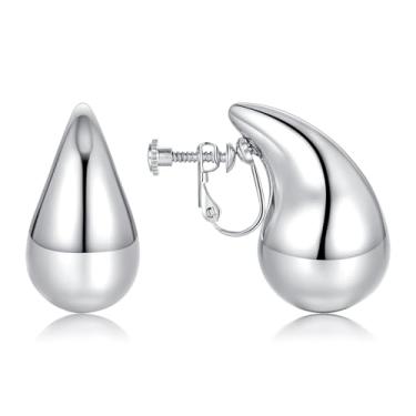 Imagem de Dlknp Brincos femininos com clipe de ouro 14K, não perfurados, irregulares, hipoalergênicos e leves, Metal, Sem pedra preciosa