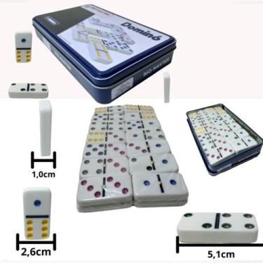 Imagem de Jogo Dominó Profissional Grande Osso Resina Pinos Coloridos Estojo Lat