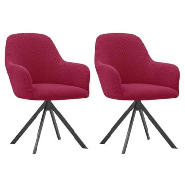 Imagem de Lzyjckh Capa elástica para cadeira de jantar com braços, Protetor para poltrona giratória, Capa para cadeira de escritório, Para penteadeira, sala de estar, quarto,Red,2PCS