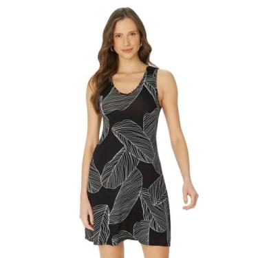 Imagem de Vestido Regata Estampado Viscose M Ao Xgg Malwee, GG, Preto