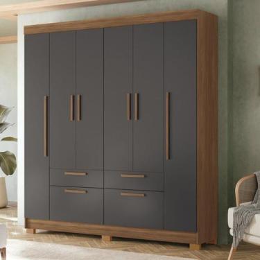Imagem de Guarda-roupa 6 Portas 4 Gavetas com Espelho Mdp Guarapuava - Santos An