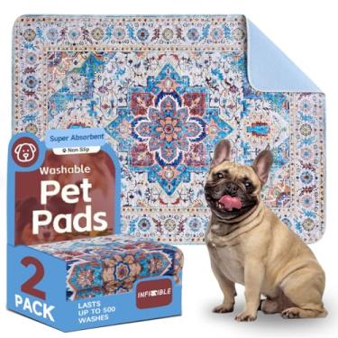 Imagem de Almofadas de xixi laváveis para cães, pacote com 2 almofadas reutilizáveis para filhotes de 122 x 91 cm, almofada de cama grande lavável à prova d'água para cães, super absorvente e à prova de