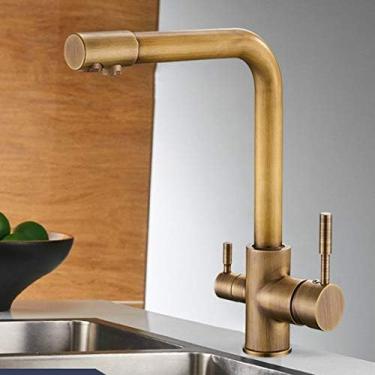 Imagem de Torneiras De Filtro Torneira Misturadora Montada No Convés 360 Rotação Com Características De Purificação De Água Torneira Misturadora Cre, Antique