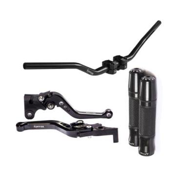 Imagem de Kit Guidão Esportivo Manopla Punho Jupiter Manete Bros Xre Tornado Fal