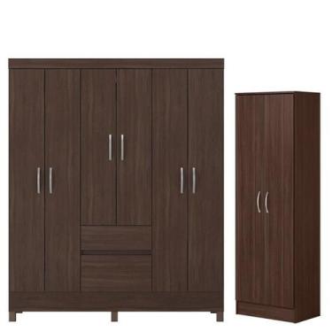 Imagem de Guarda Roupa Casal Flash 2 com Sapateira Multiuso Golden Café - Demóbi